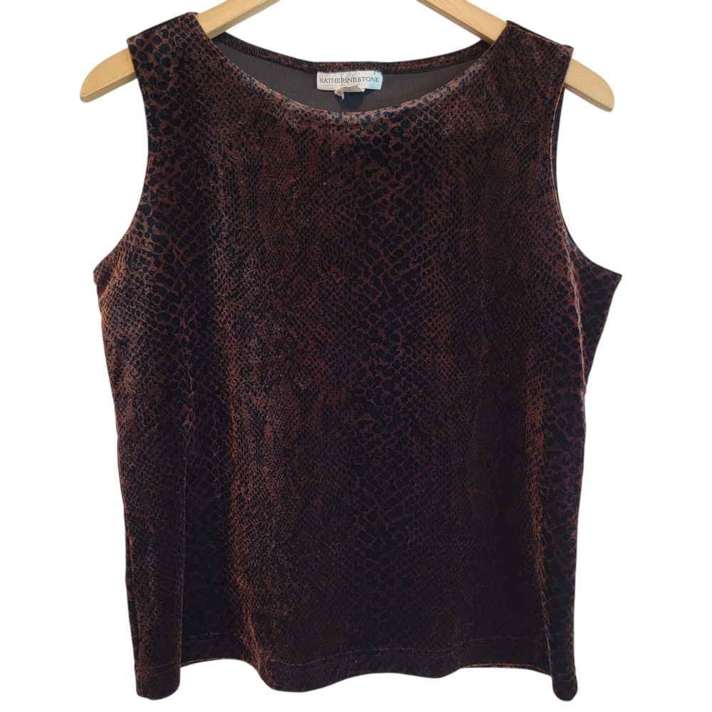 Vintage Katherine Stone Velvet Sleeveless Top Snakeskin Sz M Tank Whimsigoth EUC